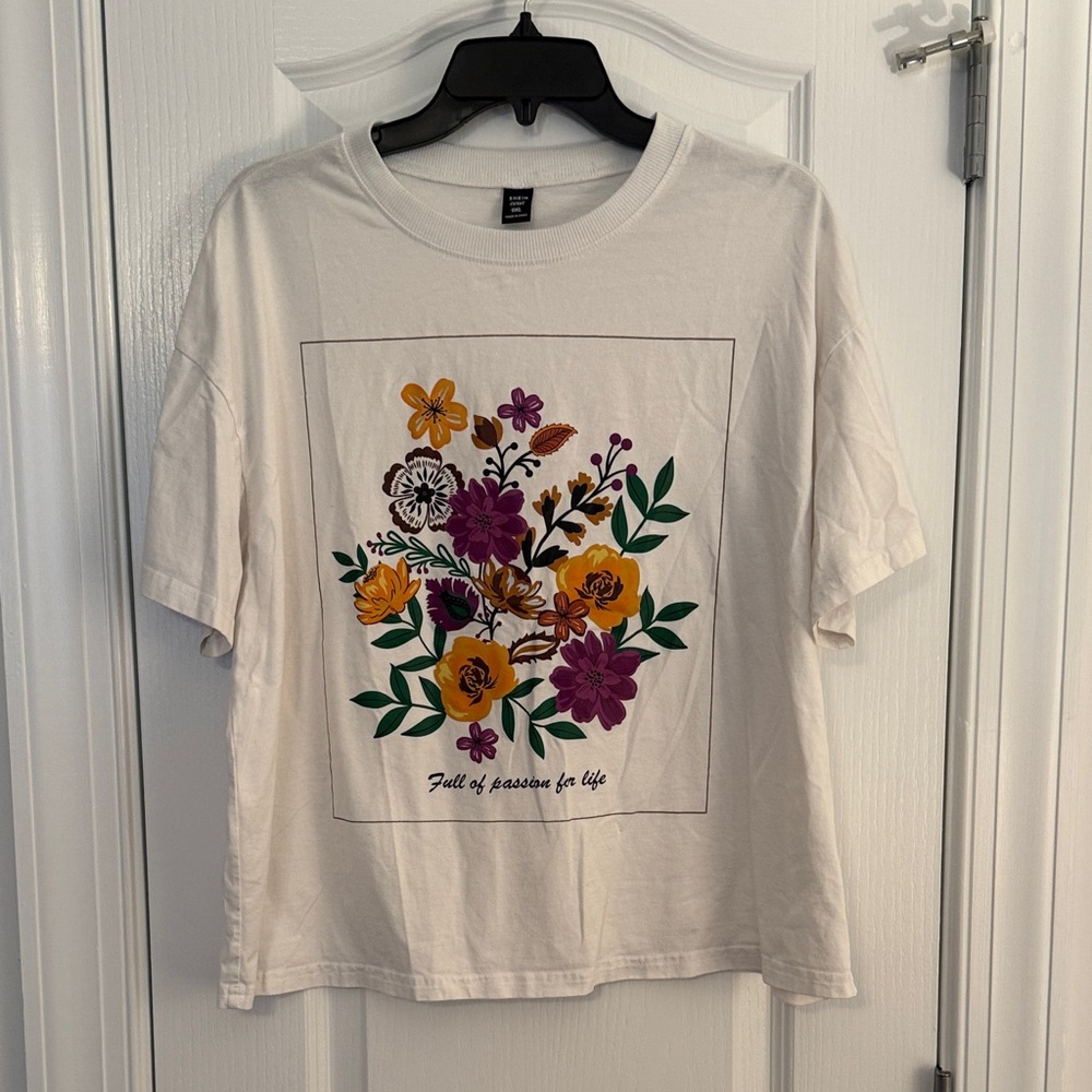 White Floral Graphic Tee